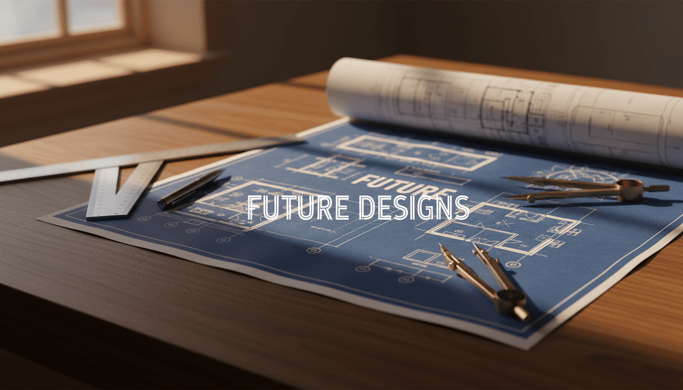 Home renovation blueprint with professional planning tools on a work desk