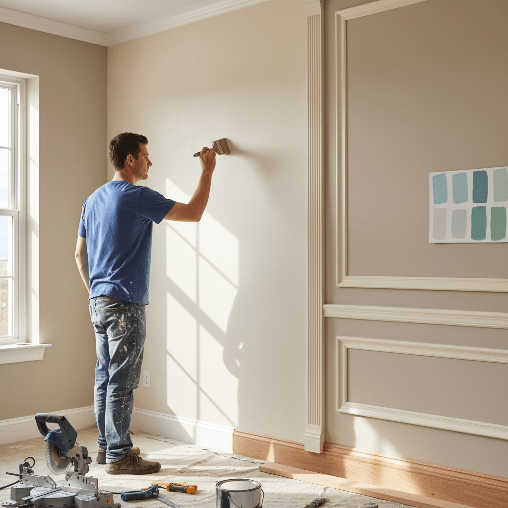 Drywall finishing, painting, and carpentry work