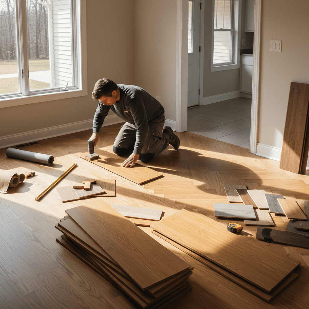 Hardwood and vinyl flooring installation