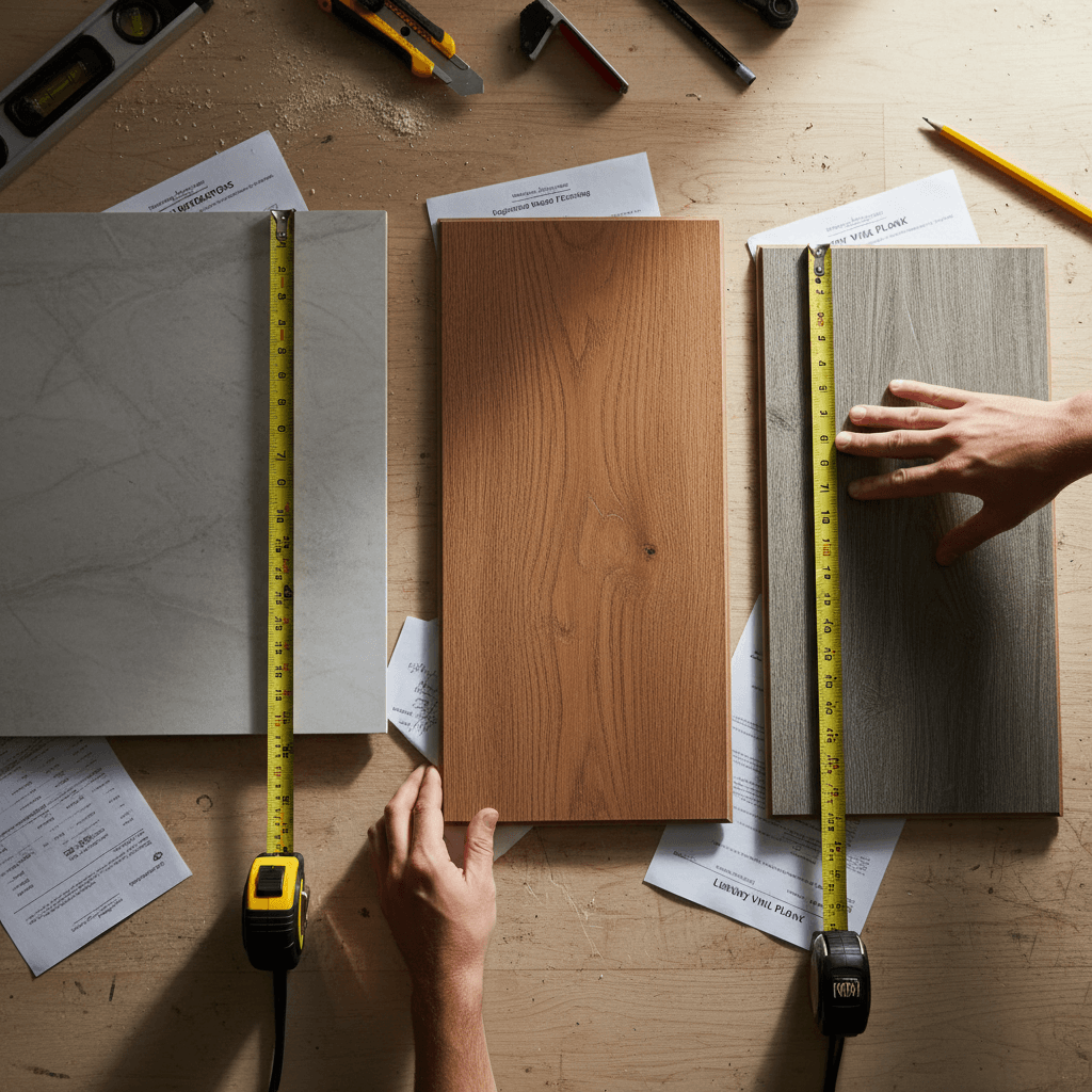 Flooring material samples comparison for renovation selection