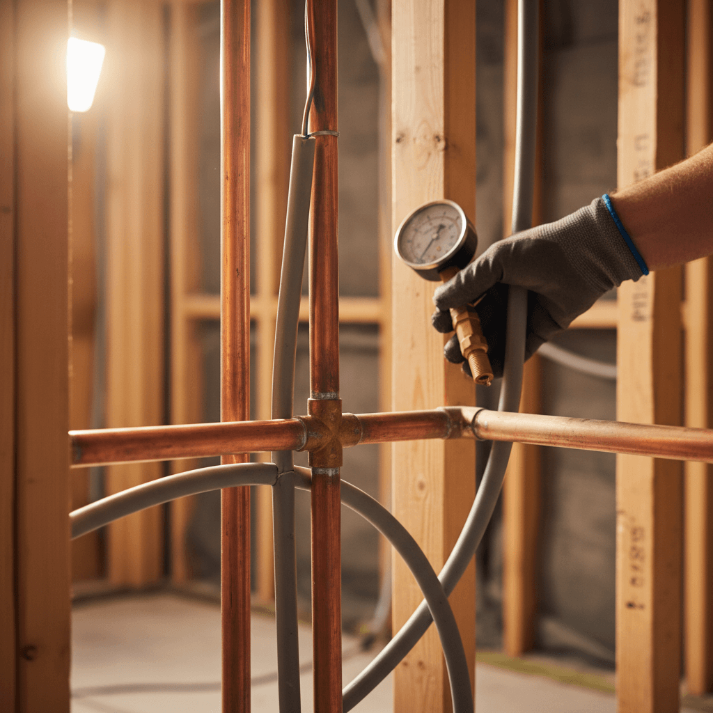 Copper piping and electrical systems during renovation rough-in